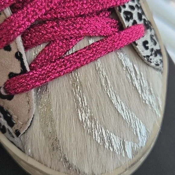 NEW P448 John Sneaker Silver Leopard Print Pink Laces Box Italy - 37 (6.5 - 7) - Picture 12 of 14